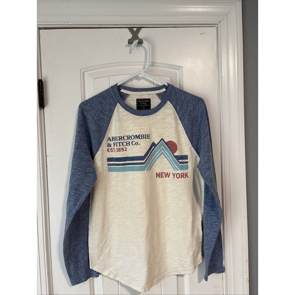Abercrombie Fitch T Shirt Graphic Logo L/S Sleeve Men's Size Small